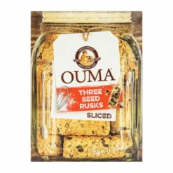 a carton of Ouma Rusks 3 Seed Sliced 450g