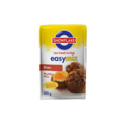 a 500g bag of Snowflake Easymix Bran Muffin Mix on white background