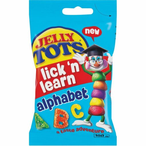 a pack of Beacon Jelly Tots Lick & Learn Alphabets 100g
