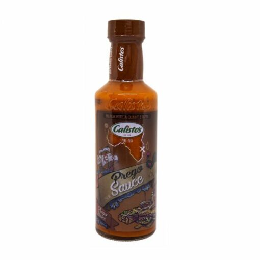a bottle of Calisto's Prego Sauce 250ml on white background