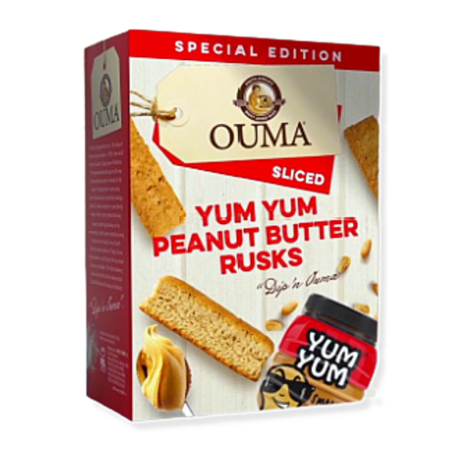 a carton of Ouma Rusk Peanut Butter 450g